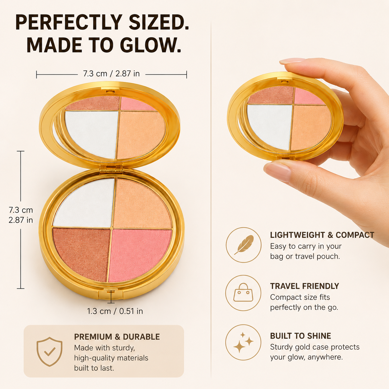 2 In 1 Highlighter Eyeshadow Blush Palette
