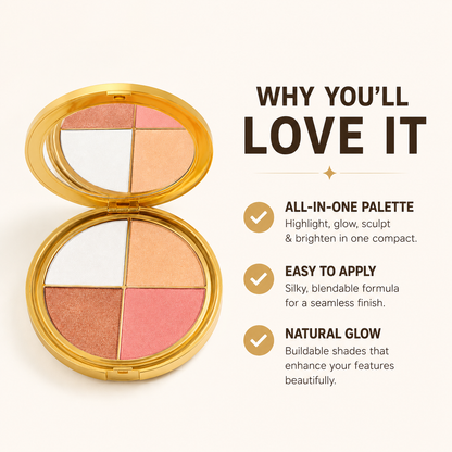 2 In 1 Highlighter Eyeshadow Blush Palette