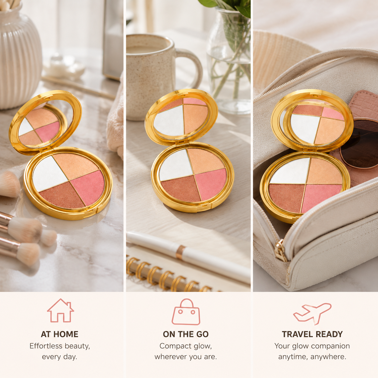 2 In 1 Highlighter Eyeshadow Blush Palette